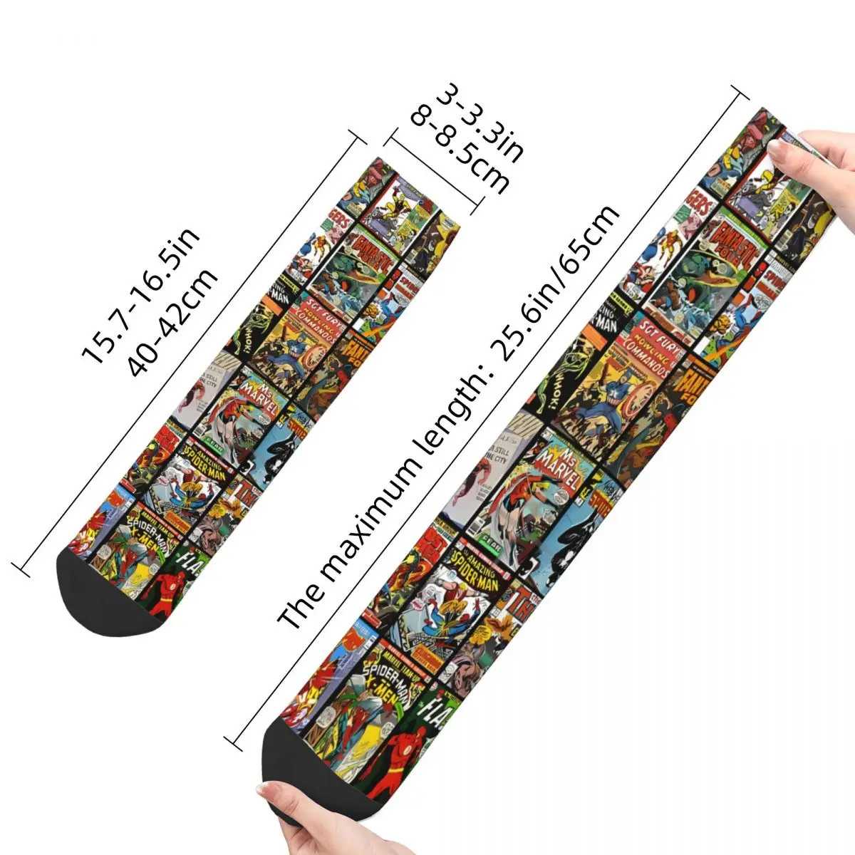 Superhero Boom Comic Book Vintage Collection Pattern Face Mask Men Women Socks Novelty Spring Autumn Winter Stockings Gift