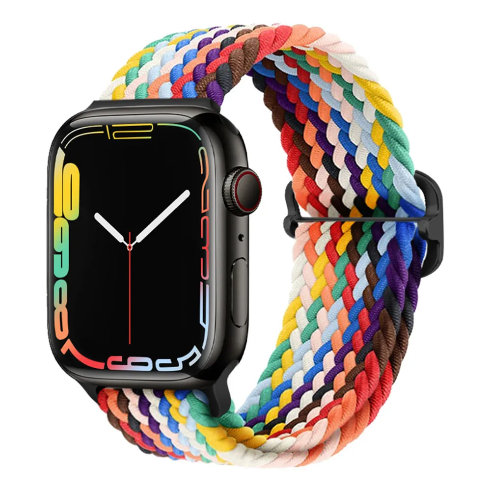 Correa de nailon trenzado para Apple Watch, pulsera de ajuste para iWatch 6, 5, 43, SE, 44mm, 40mm, 42mm, 9, 8, 7, 45mm, 41mm, Ultra 49mm