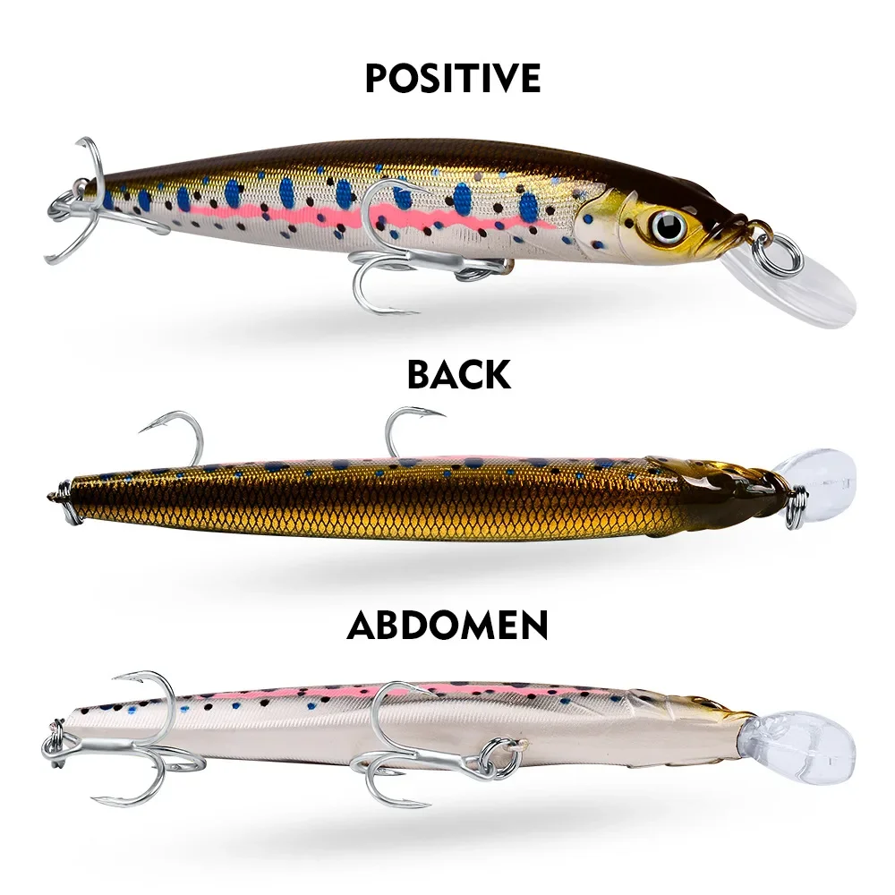 110mm 10.5g Affondamento Minnow Esche Da Pesca Artificiale Esca Dura Pesca Wobblers per Luccio Spigola trota Jerkbait Plastica