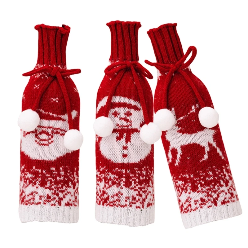 Christmas Sweater Wine Bottle Dust Cover Christmas Decorations Home Dinner Decoration Ornament New 2024 Holiday Dropship