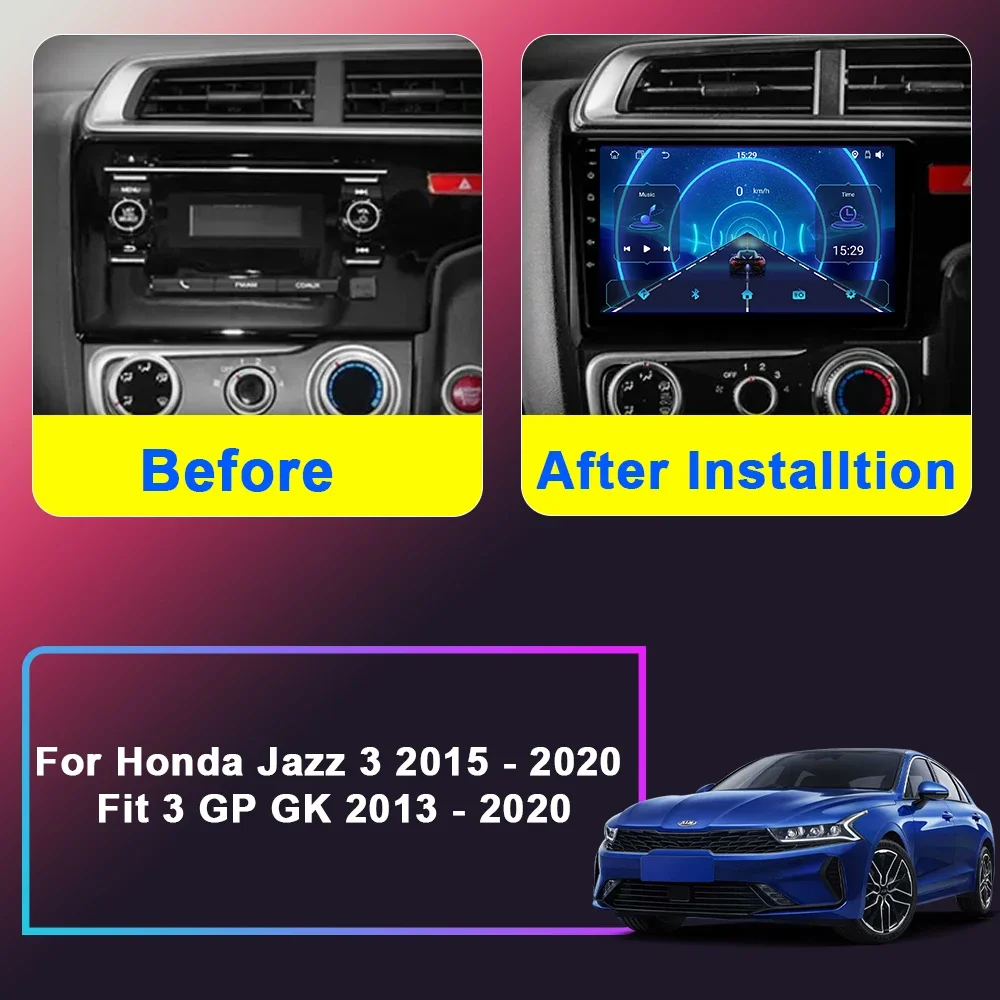 Head Unit Multimedia Player For Honda Jazz 3 2015 - 2020 Fit 3 GP GK 2013 - 2020 Android 15 Car Radio GPS Navigation Video Wifi view 2