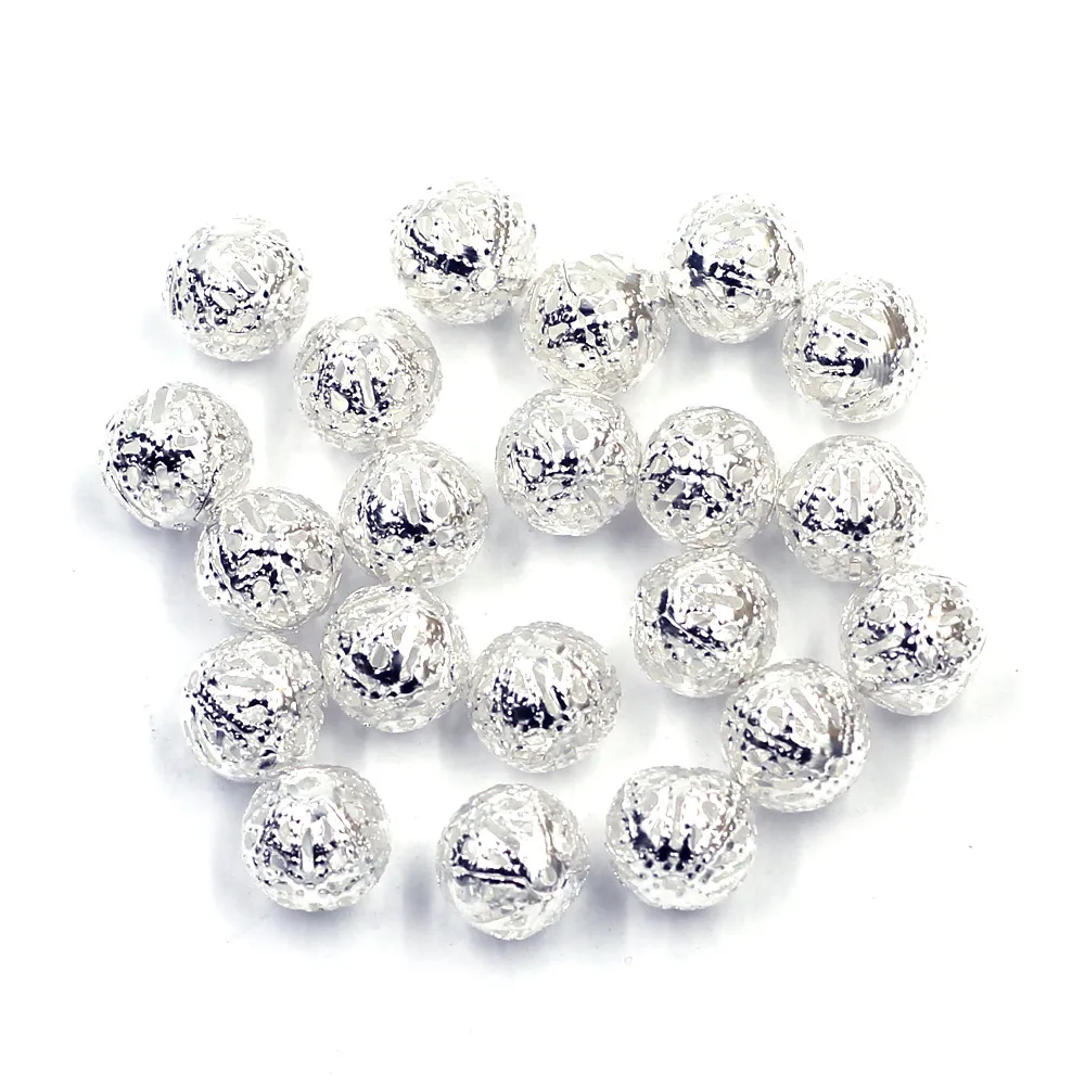 

1000Pcs Silver Plated Hollow Filigree Ball Spacer Beads 10mm