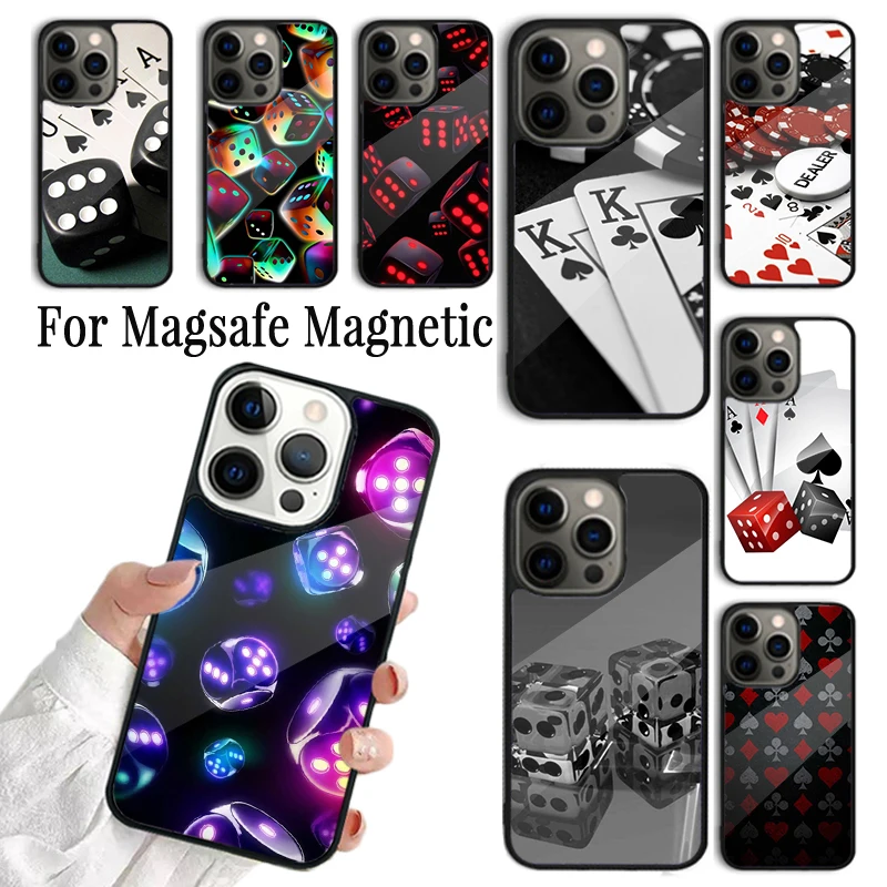 Чехол для телефона с дизайном игральных костей для iPhone 17 16 15 14 13 12 11 Pro Max Plus, магнитный, совместимый с MagSafe