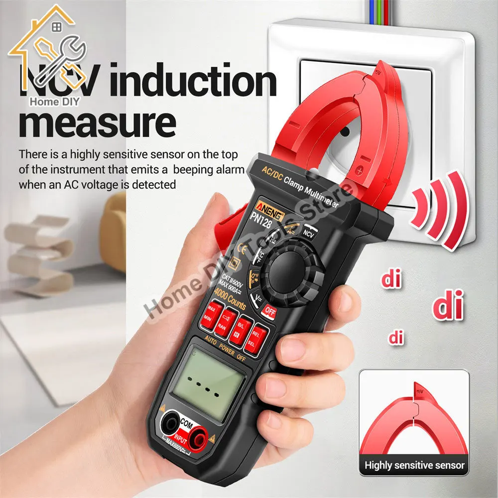 ANENG PN128 Clamp Meter AC/DC Voltage Tester 600A Current Clamp NCV True Rms Multimeter Clamp Auto Ranging Electrician Tools