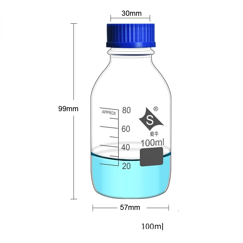 Laboratory Reagent Bottles Threaded Bottles Chemical Experiment Sampling Bottles Sterile Borosilicate Glass Bottles Flasks
