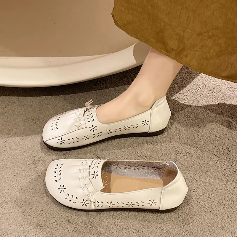 Summer Casual Hollow Breathable 39 Shoes for Women 2025 Quick Delivery High Quality Fashion Comfortable and Elegant Woman Flats
