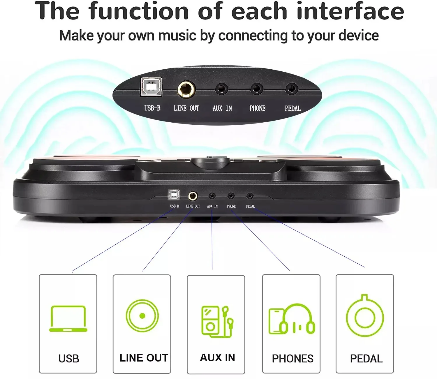 

2025 Foldable Plug In Headphones Jack Electronic Drum Set USB Digital Electric Drum Pad With Drumstick