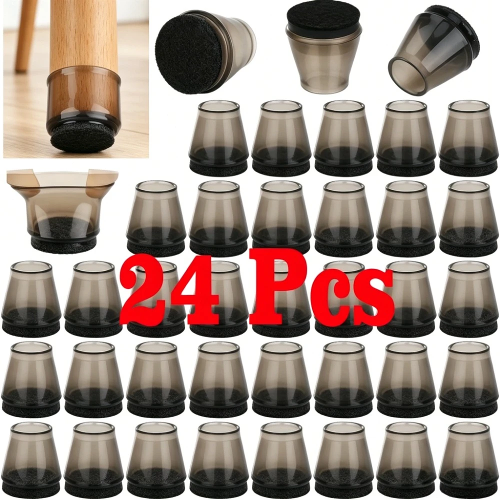 12-24Pcs Chair Leg Caps Anti-Slip Wear Resistant Noise Reducing Floor Protectors, 3 Optional Shapes: Round Square Rectangle