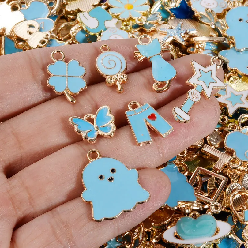 Mixed 20pcs/lot Colorful Assorted Enamel Charms Animal Star Fruit Moon Pendants for Necklaces Bracelets DIY Jewelry Craft Making