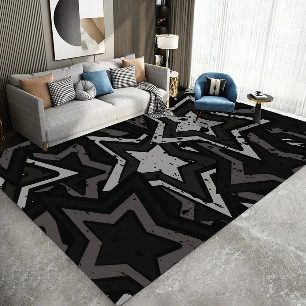 Colorful Unique Pentagram Shaped Home Decoration Square Carpet for Decorating Living Room Bedroom Game Room Anti Slip Foot Pad