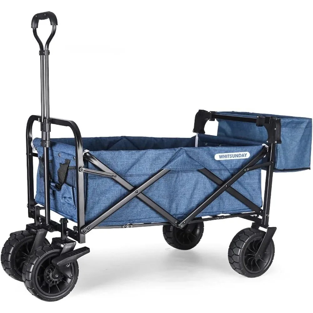 

Collapsible Folding Garden Outdoor Park Utility Wagon Picnic Camping Cart with Bearing and Brake 8" All Terrain Wheels