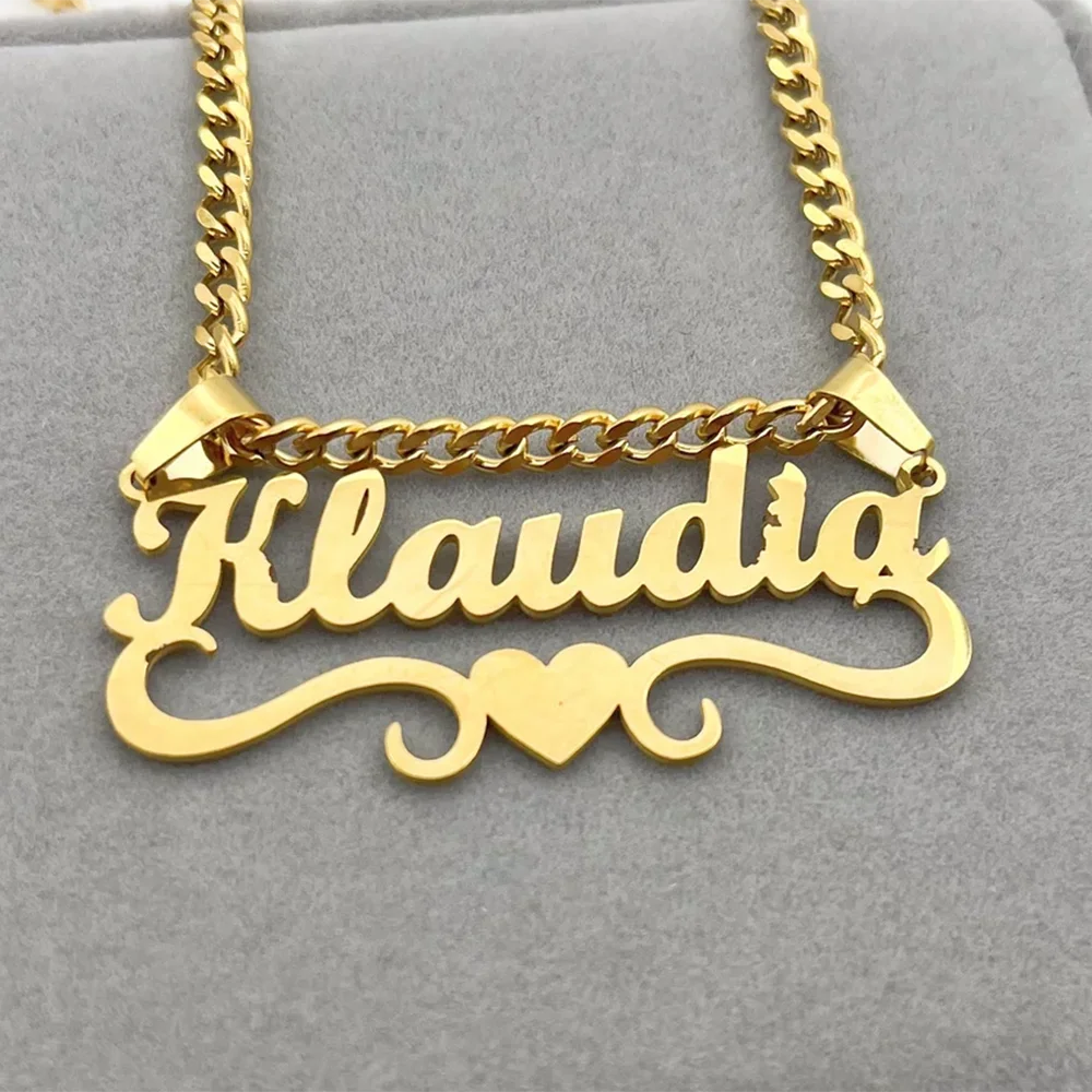 Personalisierte Namenskette aus Edelstahl mit Herz-Kronen-Anhänger, Modisches Schmuckstück für Damen und Herren, Geschenk – Detail 5