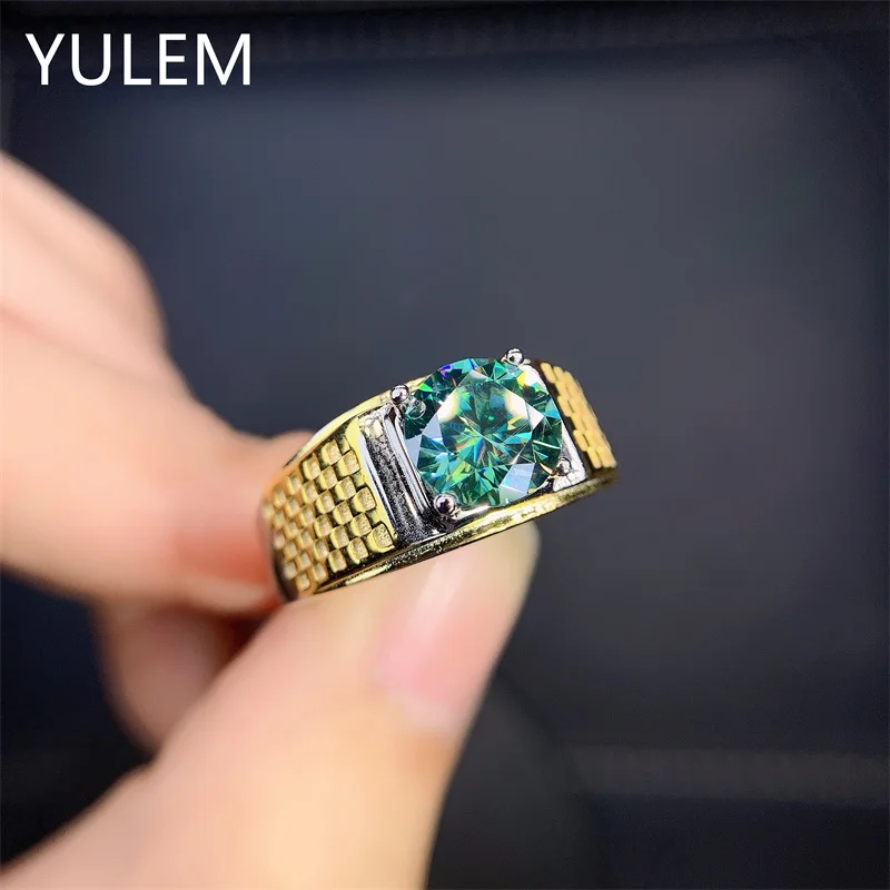 

Chinese Green Color Moissanite Ring for Man 2ct VVS1 Grade Moissanite Man Ring 925 Silver Moissanite Silver Jewelry for Man