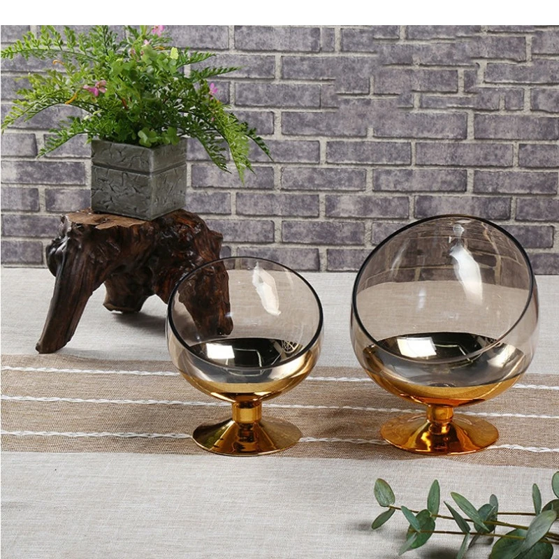 Retro High-footed Glass Plate Wedding Party Cake Home Living Room Desktop Decoration Jewelry Storage Snack Candy