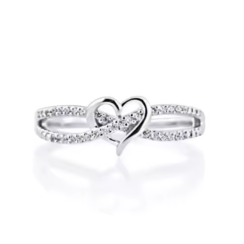 Huitan Graceful Silver Color/Gold Color Heart Ring Lady Engagement Accessories with Bright Zirconia Bridal Wedding Band Jewelry