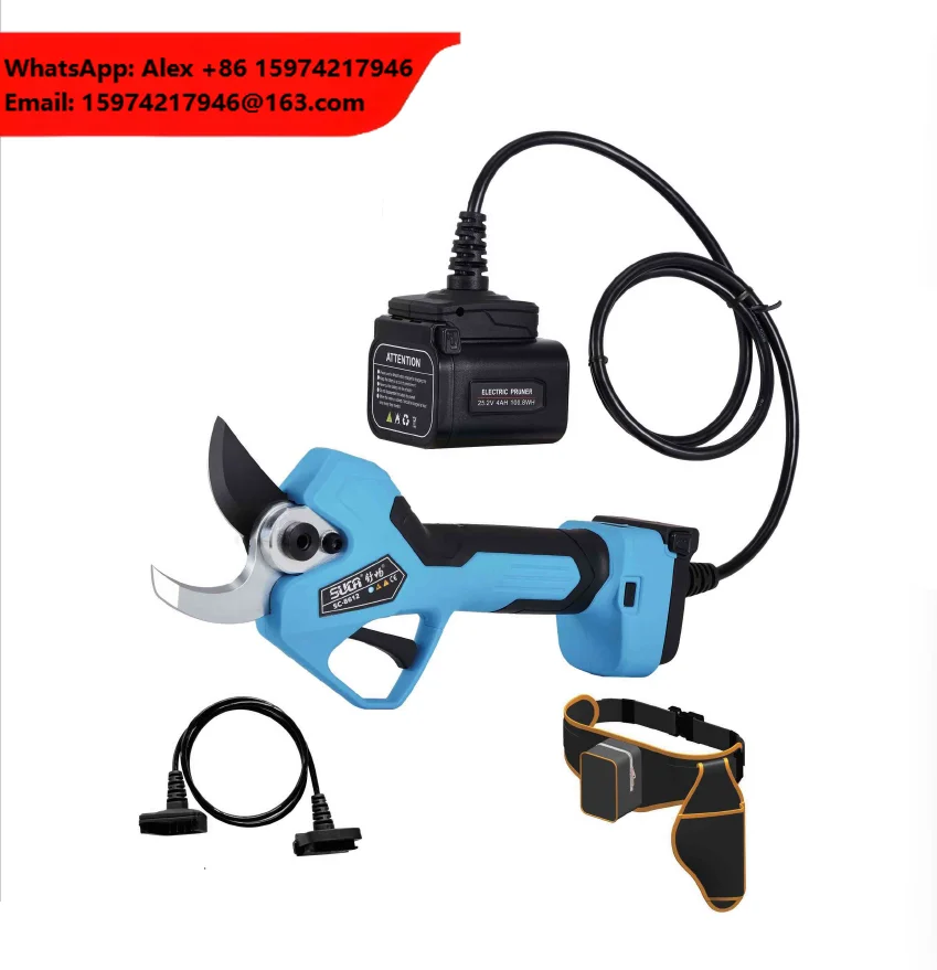 Gardening Cordless 45mm Electric Pruning Shears Branch Scissor Cutter Pruner With 2 Batteries