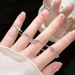 Summer New 925 Sterling Silver Bow Bracelet Pink Diamond Exquisite Bracelet Women's Wedding Jewelry Bridesmaid Gift