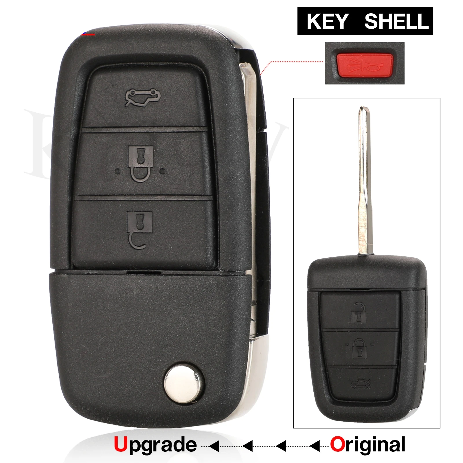 

jingyuqin 5PCS Modified Flip Remote Key Fob Case Shell For Chevrolet Caprice For Holden Commodore VE With 3 + Panic Key