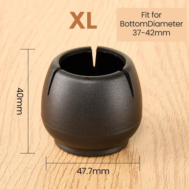 대형 사이즈 라운드 블랙 투명 다리, 가구 발 보호대 테이블 의자 발 펠트 커버, 내마모성 음소거, 4 개, 8 개, 16 개