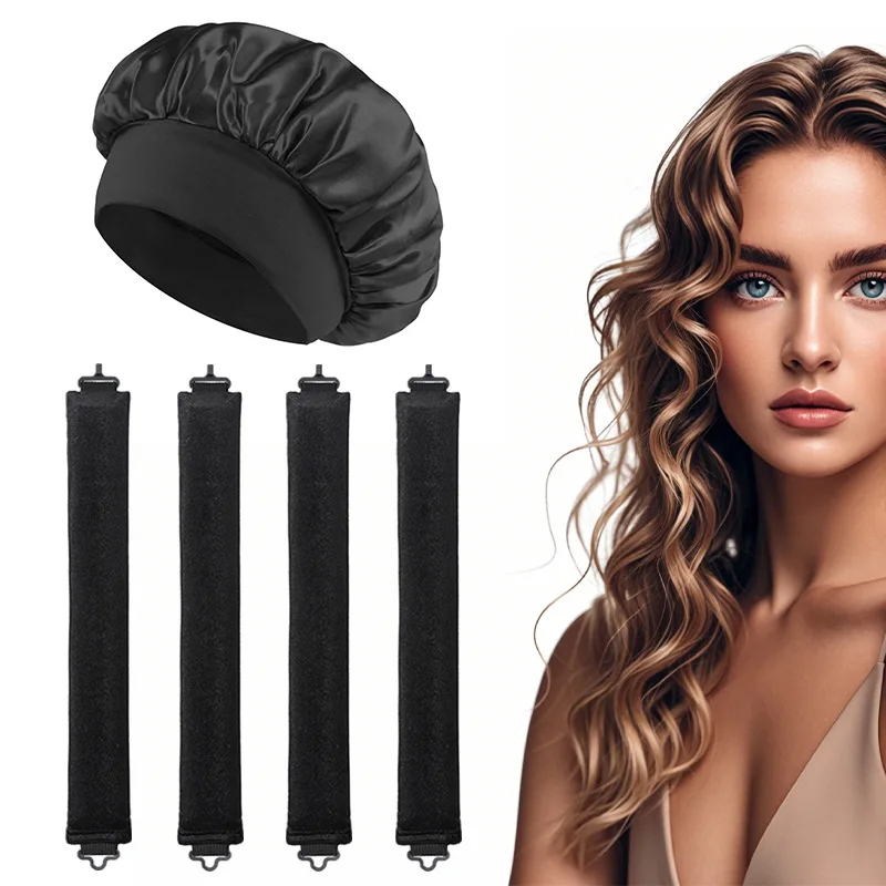 5 stücke Heatless Curling Eisen Stirnband Mit Schlaf Kappe Weiche Curling Eisen Schlafen Curler Styling Werkzeug – Detail 5