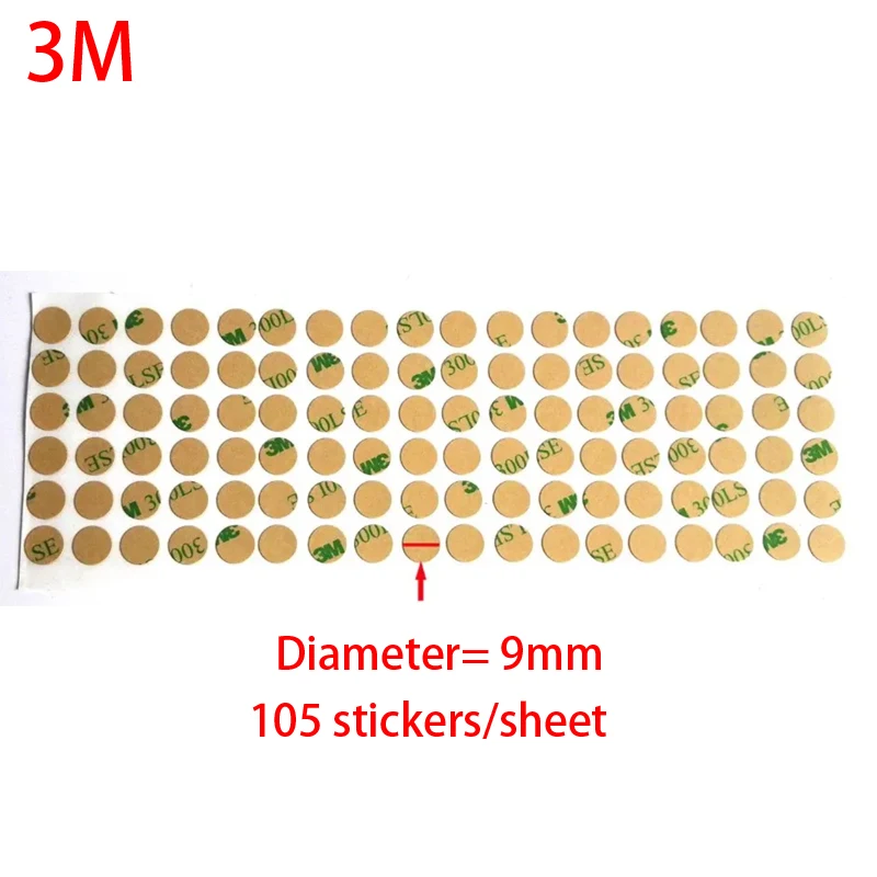 

108 stickers/sheet, Dia=9mm 3M 300LSE Double Sided Adhesive Round Sticker Circle, Super Thin, 0.05mm thick, High Temp. Resist