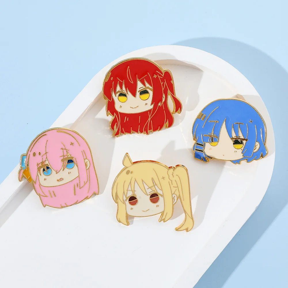 4pcs/set BOCCHI THE ROCK Anime Cosplay Brooches Cute Character Pins Clothing Backpack Lapel Badges Cosplay Accessories Gifts