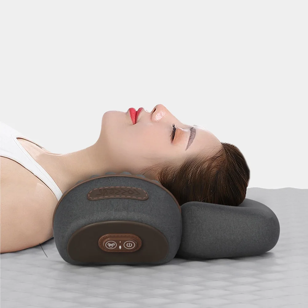

Neck Massager Pillow Ergonomic Electric Neck Pillow Heat & Vibration Memory Foam Pillow Multi-Function for Blood Circulation