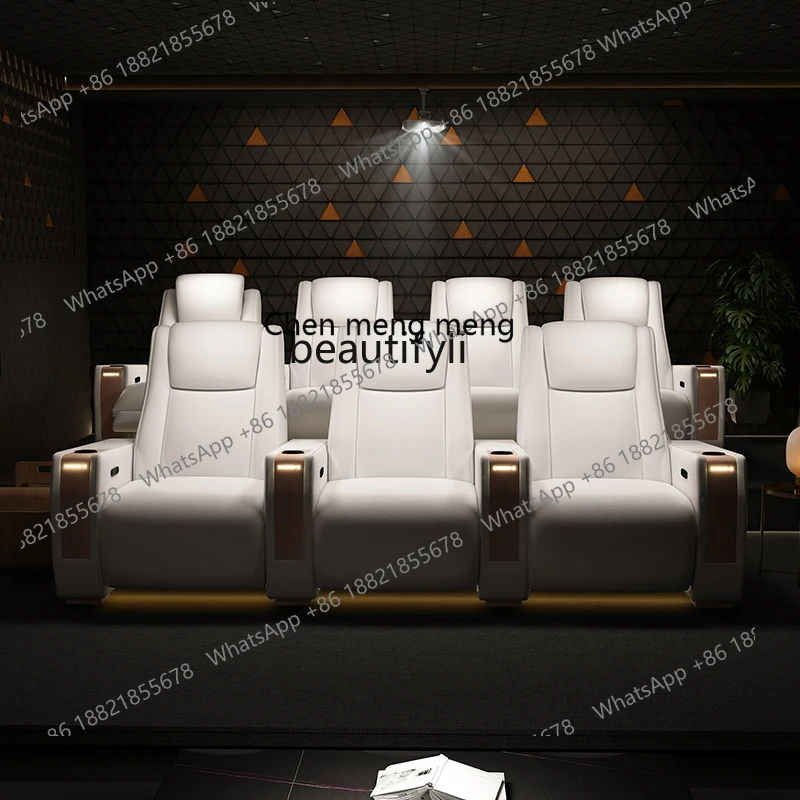 X  New model, wall villa home theater sofa, leather luxury audio and video room, electric function viewing seat