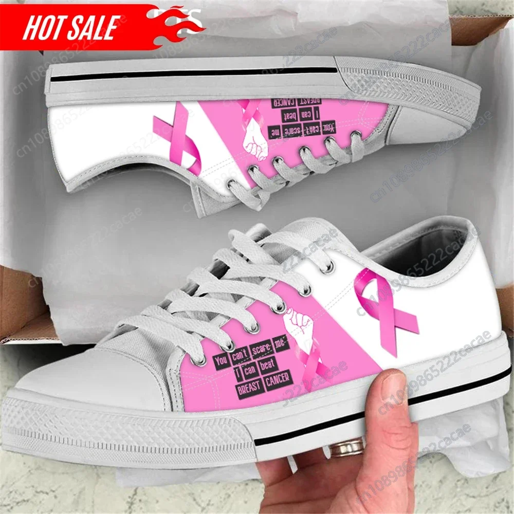 

Autism Awareness Canvas Flat Shoes Pink Ribbon Design Women's Low Top Shoes Non-Slip Ladies Walking Shoes Casual Sneakers Tennis