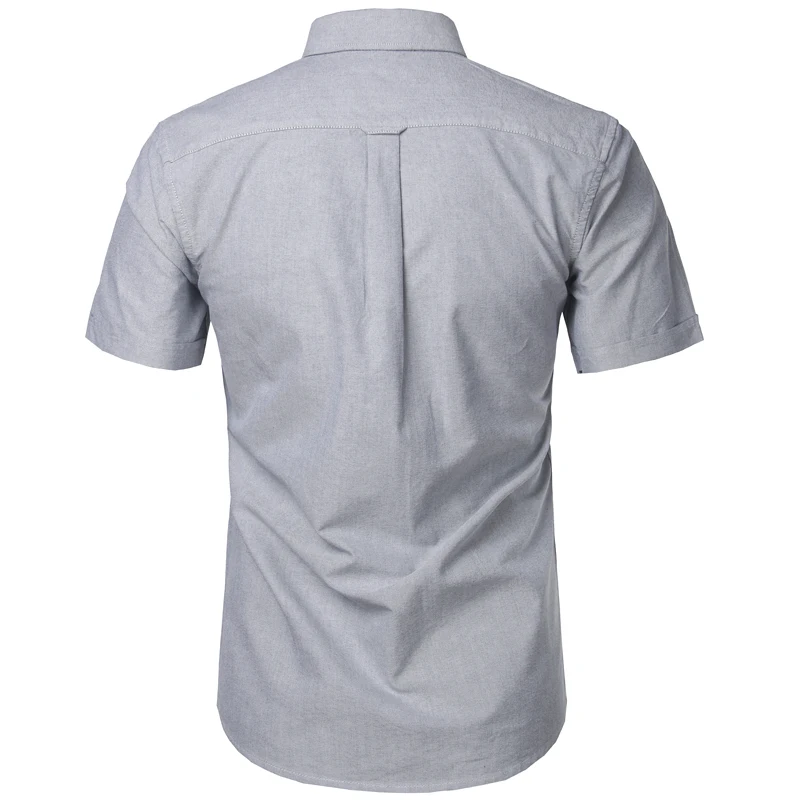 100% Cotton Solid Color Shirts Mens Single Pocket Quality Short Sleeve Slim Shirts for Men Fashion Summer Stripe Social Shirts