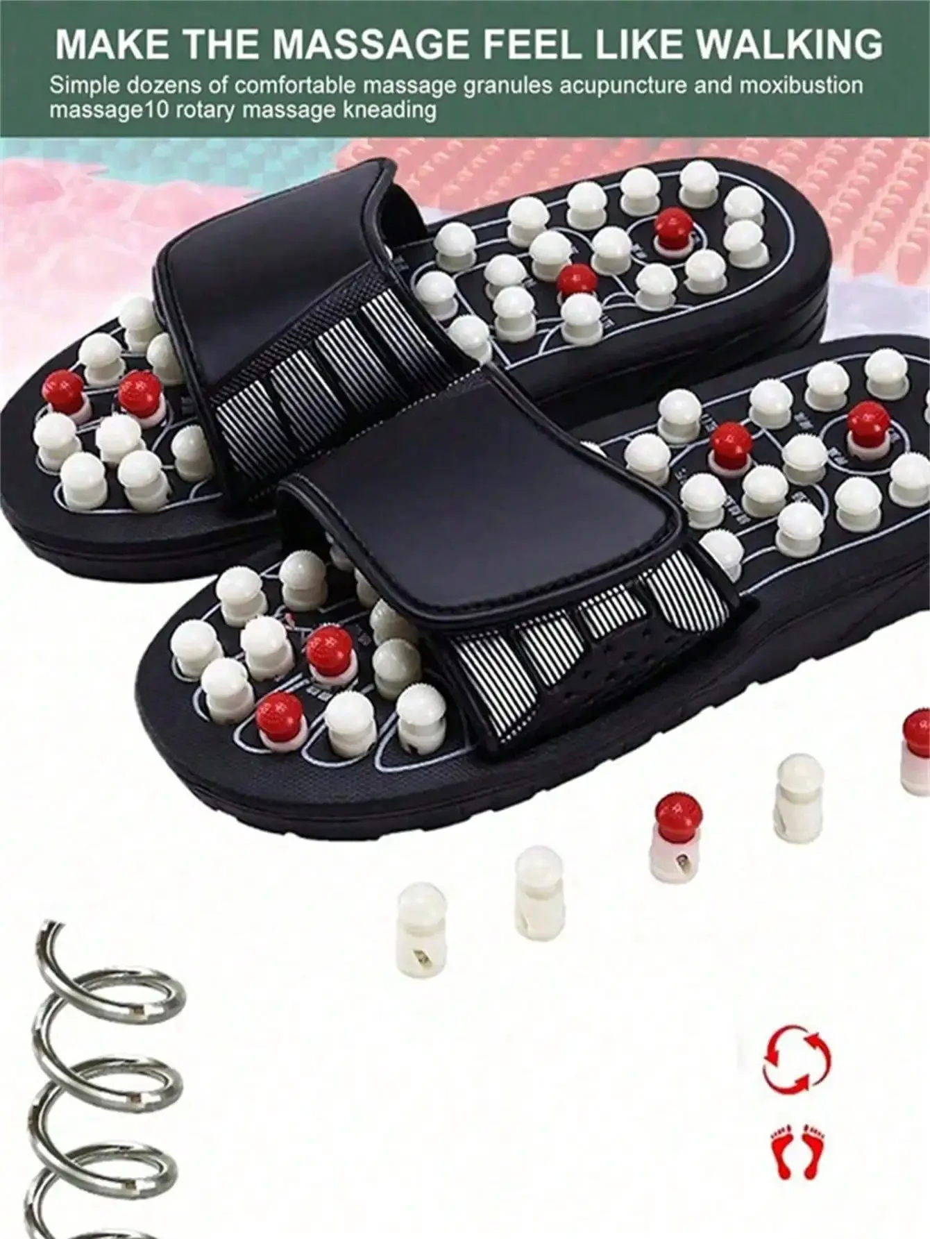 

Acupoint Massage Slippers Sandal For Men Feet Chinese Acupressure Therapy Medical Rotating Foot Massager Shoes Unisex Toenails