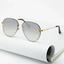 Vintage Pink Aviation Sunglasses Woman Luxury Fashion Brand Sun Glasses Male Female Metal Gradient Mirror Rimless Oculos De Sol