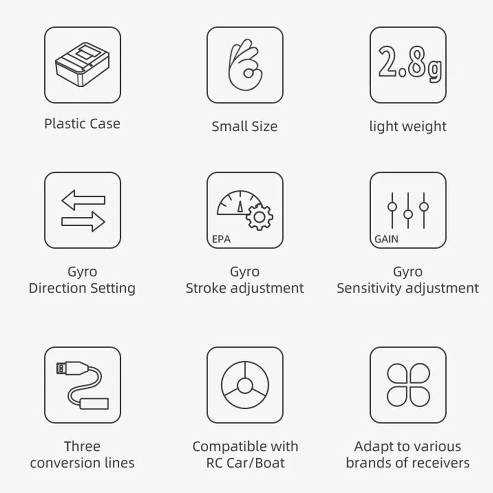 高品質 HotRC F11 F12 ジャイロスコープ自動安定制御 3.5V-9V リモコン車ボート用
