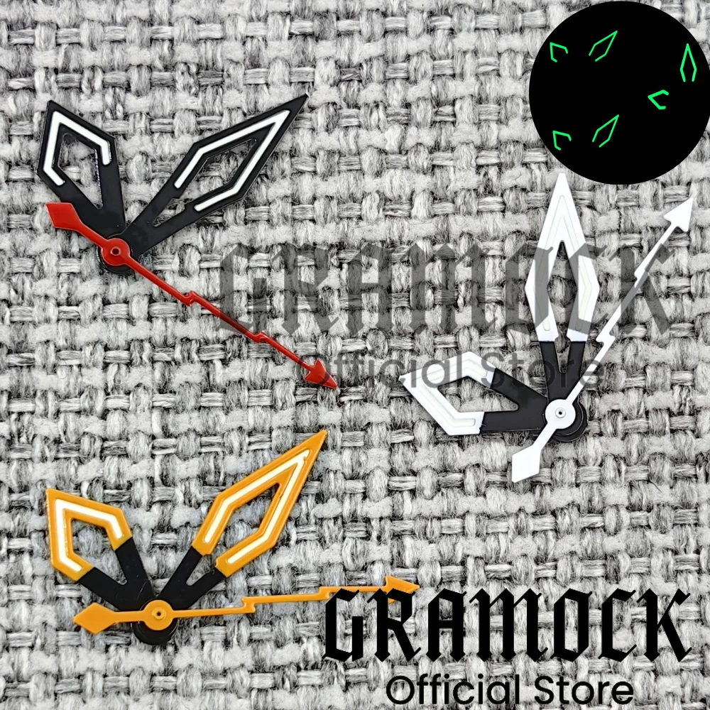 GRAMOCK Hollow-Out Sterile Black Red Orange Silver Watch Pointers Super Luminous Fit NH35 PT5000 Movement Watch Accessories Part