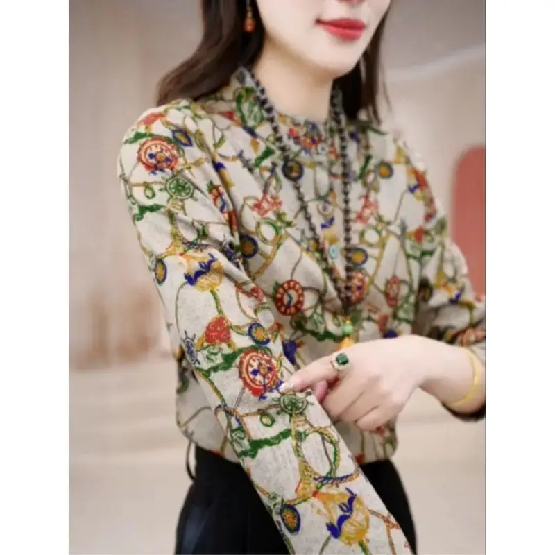 Spring and Autumn New Soft and Comfortable Elastic Top Moms High End Australian Velvet Long Sleeved Chinese Bottom Small Shirt