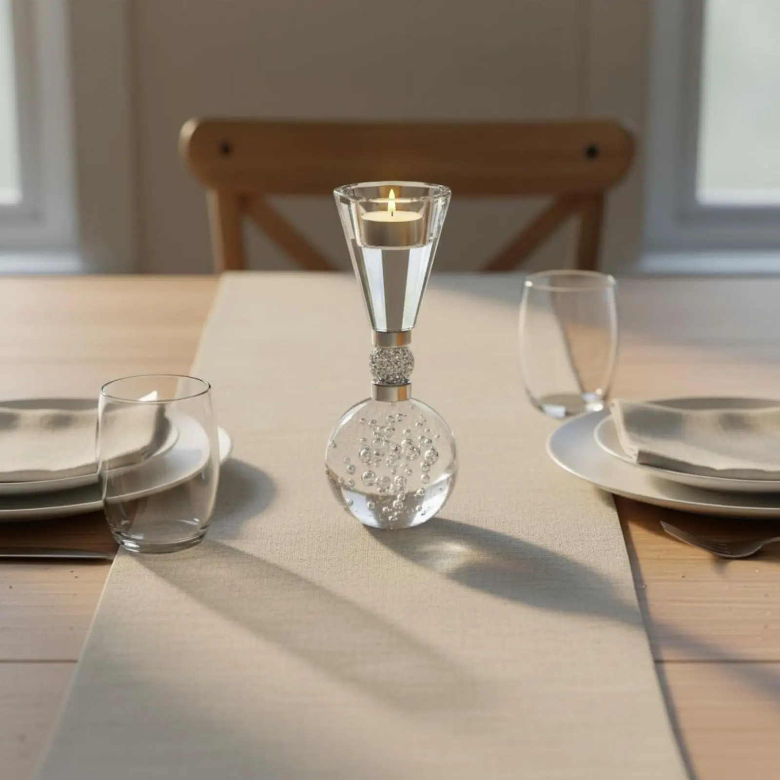 Crystal Candle Holder Bright Luxury Spherical Base Candle Holder Crystal Bead Candlestick Creative Design for Bedroom view 5