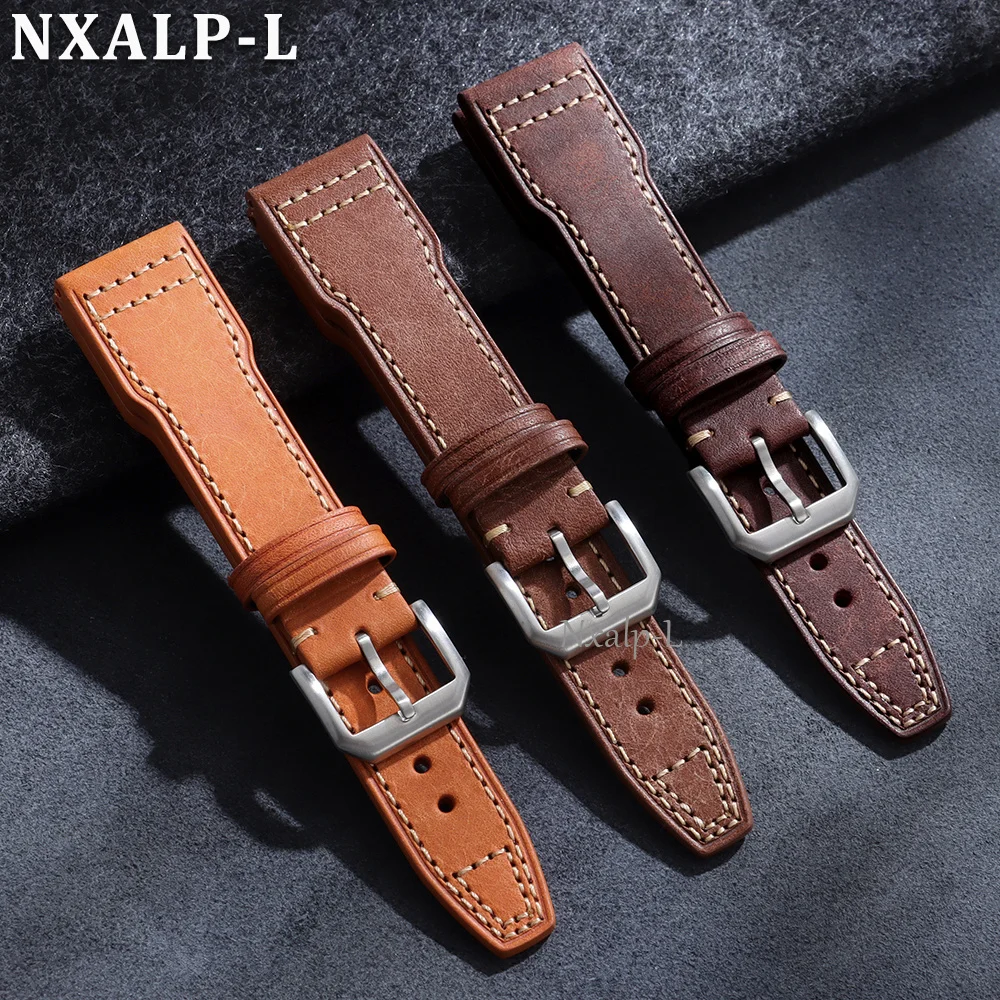 20mm 21mm 22mm Uhrenarmband aus Rindsleder für IWC Pilot Portugieser, genähtes Lederarmband, Herren- und Damen-Sportarmband, Zubehör – Detail 5