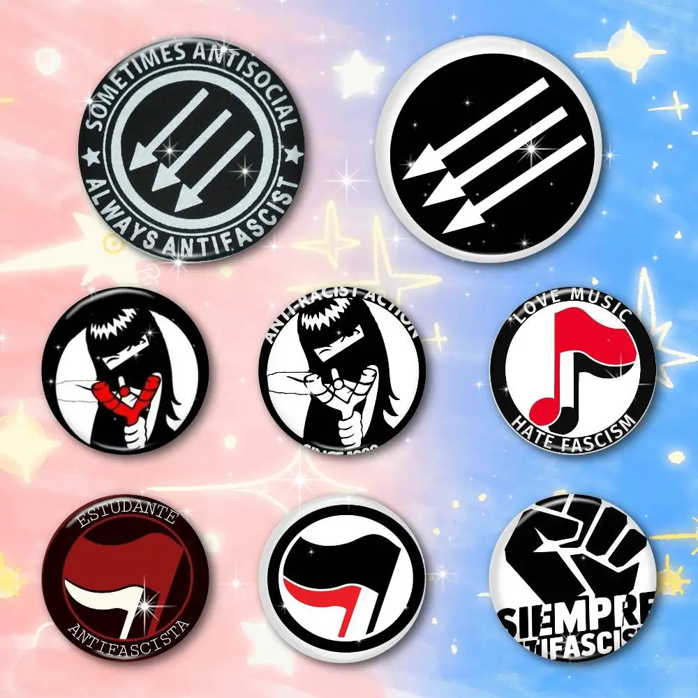 Antifa Anti-Faschistische Anti-Rassistische Anime Runde Abzeichen, Broschen, Kleidungszubehör, Geburtstagsgeschenke, Anime-Conventions