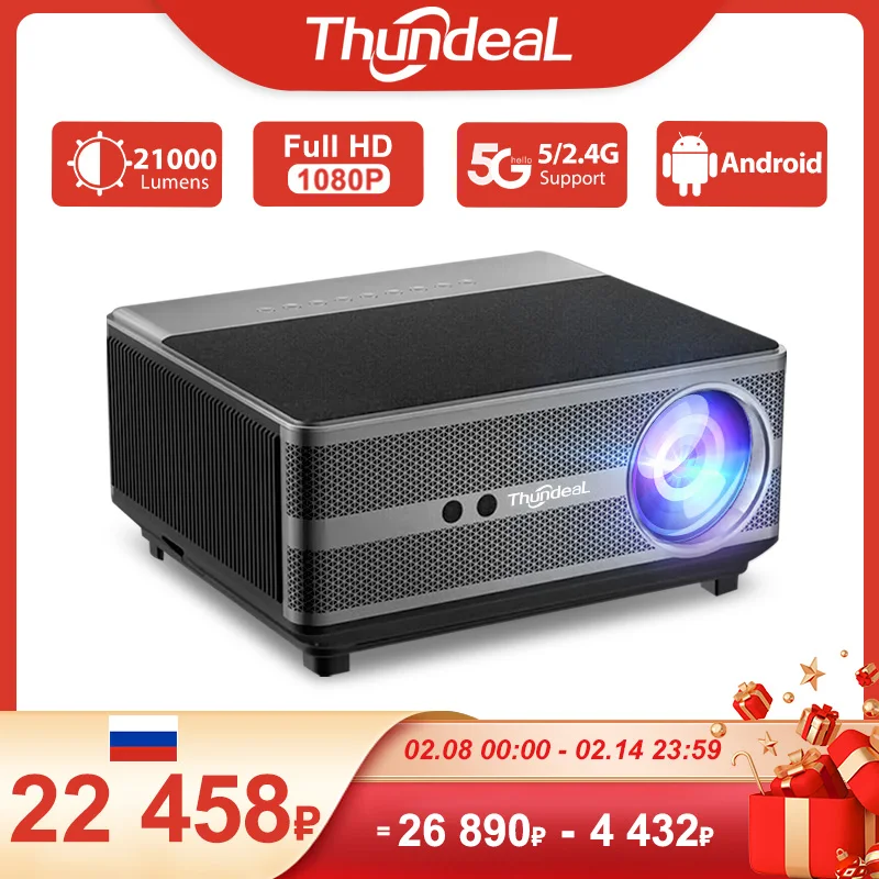 

ThundeaL Full HD 1080P Projector WiFi LED 2K 4K Video Movie Beam TD98 TD98W Android Projector PK DLP Home Theater Cinema Beamer