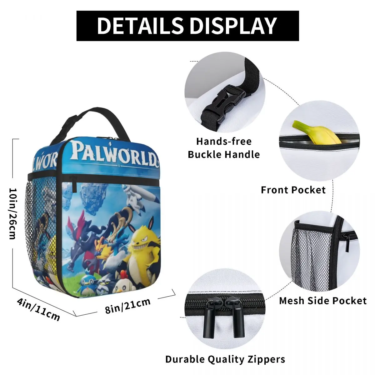 Palworld Action-adventure Game Product Insulated Lunch Bag For Work Funny Character Food Box Portable Thermal Cooler Lunch Boxes