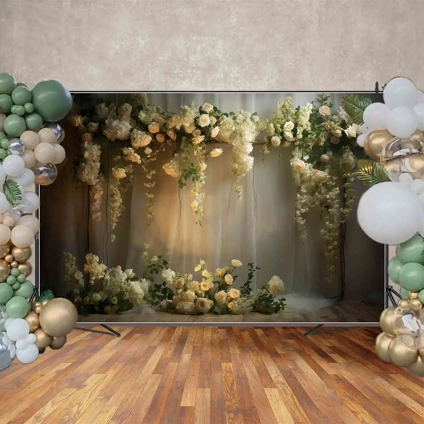 MOON.QG Backdrop Draping Fabric for Wedding Decorations Photozone Background Bridal Shower Flowers Curtain Wall for Photoshoot