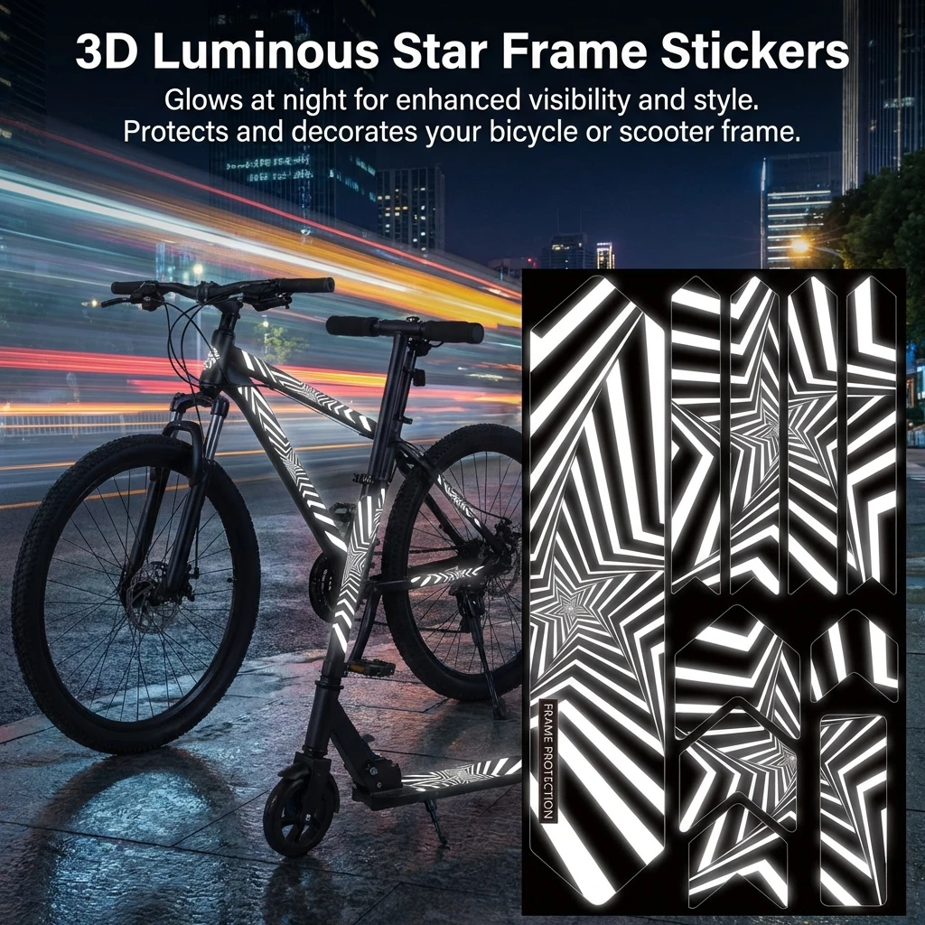 

3D-отражающие наклейки для велосипедов и самокатов, светящиеся в темноте, виниловая защитная пленка для ночной езды на велосипеде, декоративные элементы для безопасности