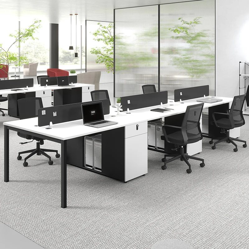 

Комбинация офисного стола и стула для персонала, белый, простой, современный, четырехместный, 2, сиденье для карточек для персонала, рабочая станция, 4 стола, под офис