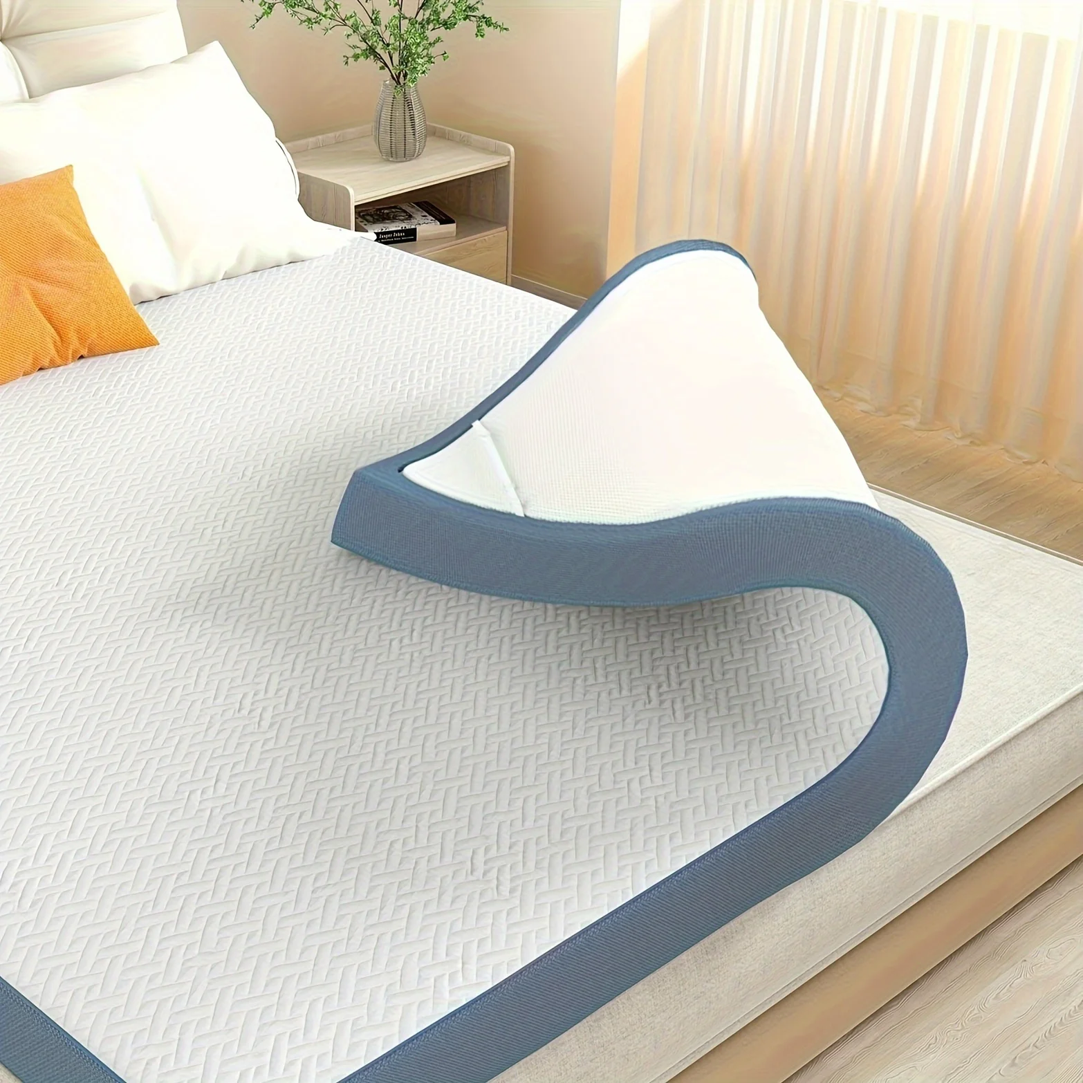 4 Inch Mattress Topper White Memory Foam Mattress, Extra Firm Enhanced Cooling Pad, Medium Support for Twin/Twin Xl/Full/Queen/King Size Bed LODEIJA