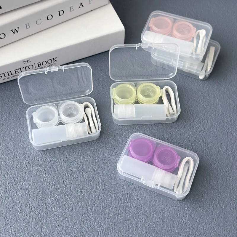 พลาสติกคอนแทคเลนส์กรณีโปร่งใสแบบพกพา Eye Contacts เลนส์ผู้ถือกล่องพร้อมแหนบ Remover เครื่องมือ