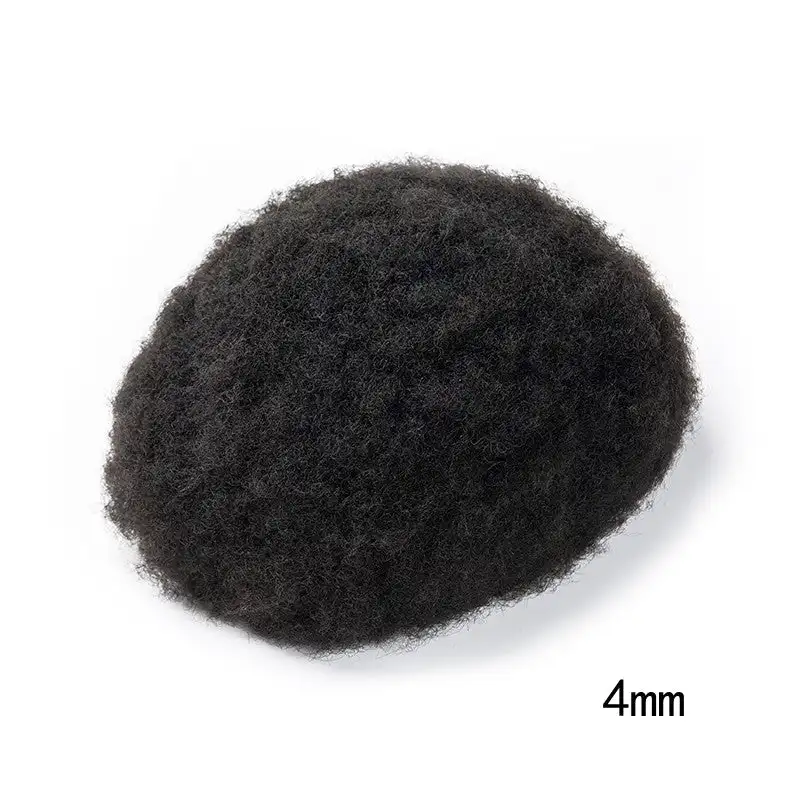 Sistema di capelli afroamericani con base in pizzo pieno, capelli umani indiani al 100% traspiranti e morbidi, 4-6 mm, facile da indossare per lungo tempo