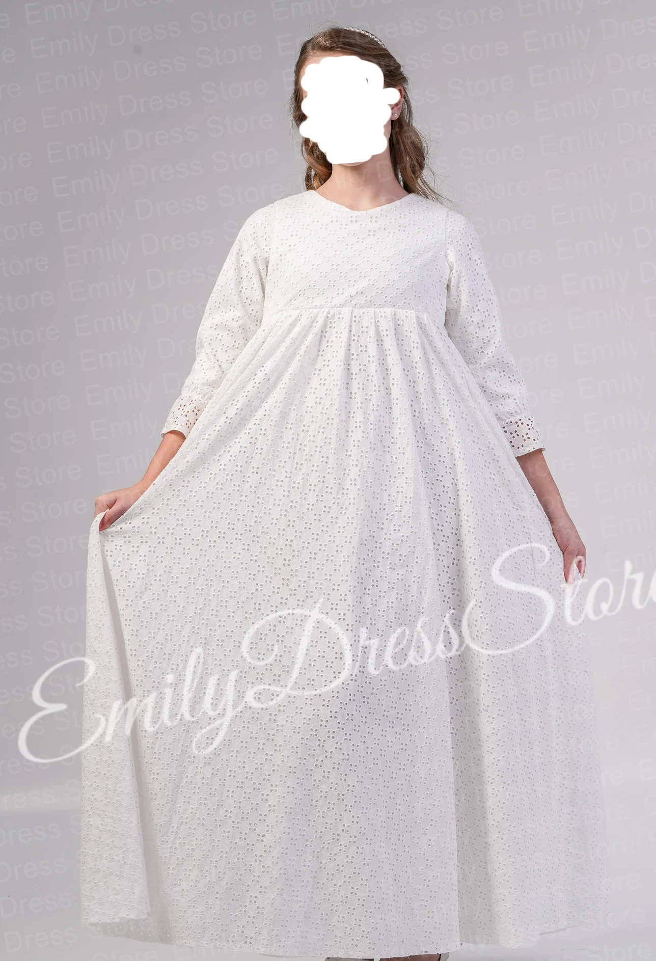 

Customized Bridesmaid Flower Girl Dress For Wedding Milk Lace 3/4 Sleeves O-neck Puffy Kids Baby Birthday First Communion Gown