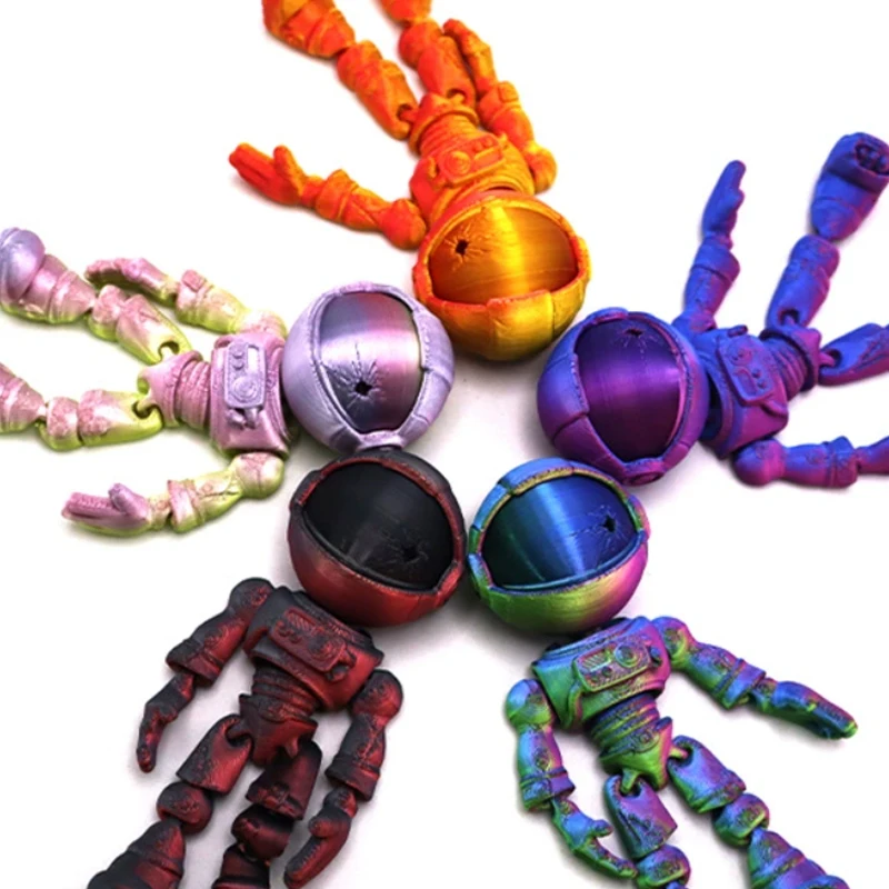 Articulated Skeleton Astronaut Figurines, 3D Printed, Movable Joints, Sliding Helmets, Space-Themed Collectibles, Ideal for Home