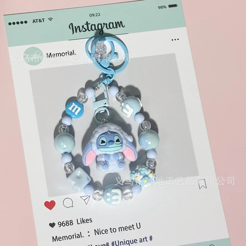 حقيبة ستيدي ذات طابع كرتوني مع قلادة سلسلة خرز، تمثال لطيف، قلادة سلسلة مفاتيح للطلاب، إكسسوار