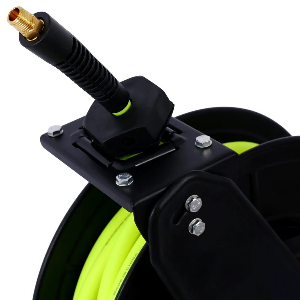 Retractable Air ท่อ Reel 3/8 "นิ้ว x 50' ฟุต,heavy Duty Steel ท่อ Reel Auto Rewind นิวเมติก, ท่ออุตสาหกรรม,300 PSI,สีดํา